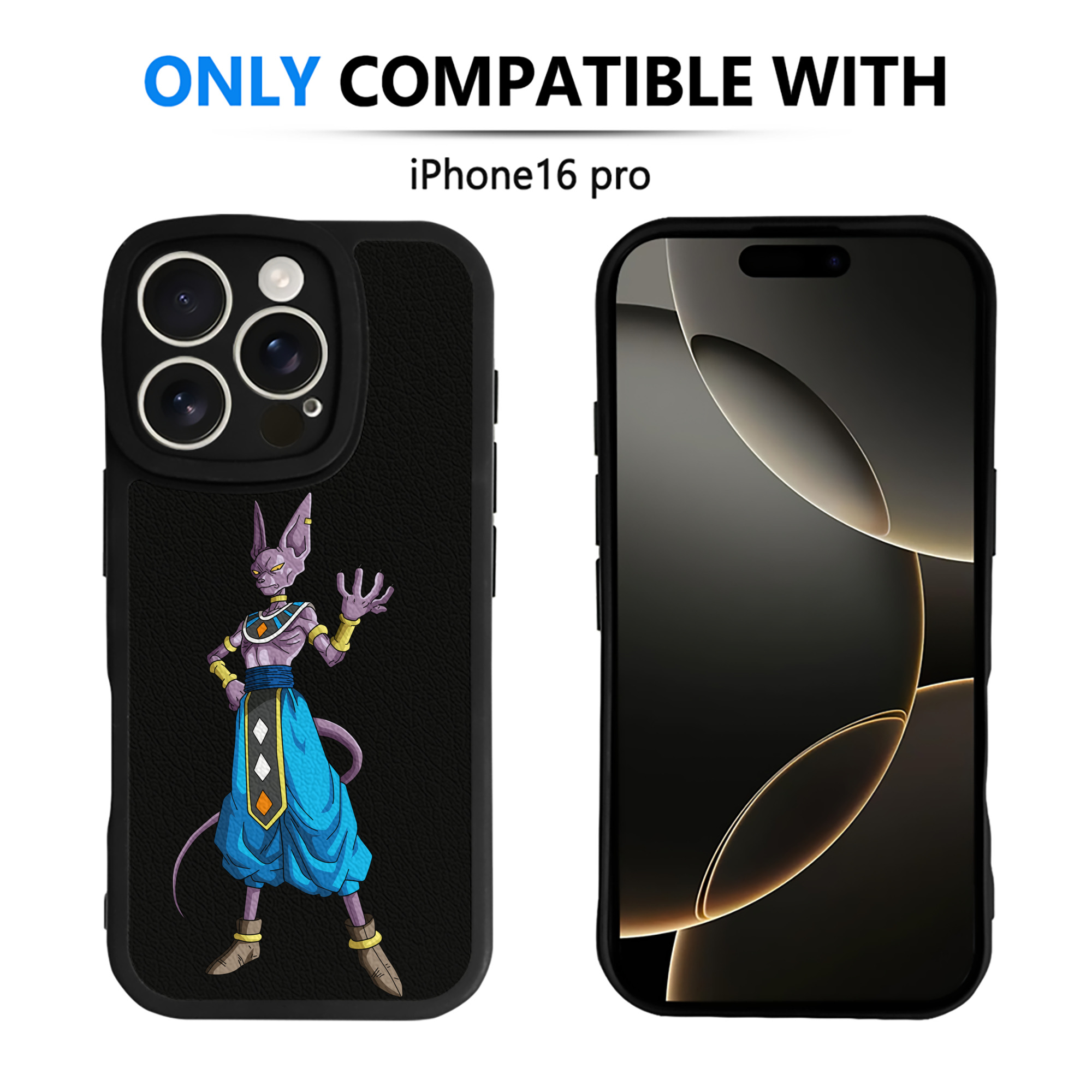 （画像用） ドラゴンボール ビルス 破壊神ビルス DRAGON BALL Beerus Birusu 【iPhone 16シリーズ対応】シリコンスマホケース（レザー調） 材質：シリコン